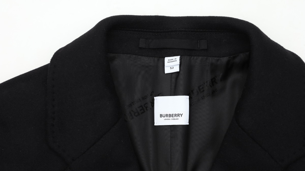 Burberry Hawkhurst Tailored Black Wool & Cashmere Blend Coat Sz EU