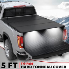 5ft Hard Tonneau Cover Bed 3fold For 2016-2024 Toyota Tacoma Truck Bed Fleetside