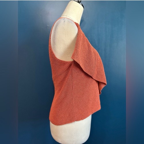 ZARA Ruffled Cotton Blend Strappy Slightly Cropped Sweater Tank NWT Size Small - Picture 3 of 7