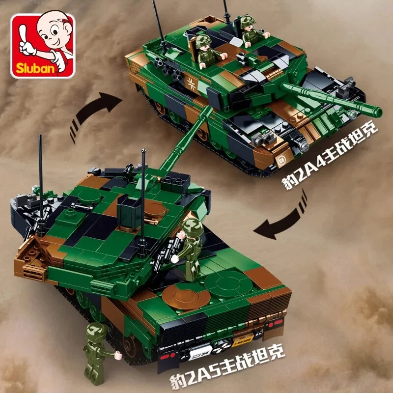 Sluban 766PCS Leopard 2A5 Main Battle Tank Brick WW2 Tank Soilder Building Block - Image 4 of 4