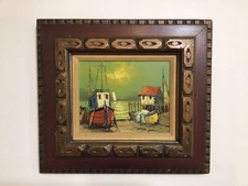 Van Gores Latina Beach Oil Painting Signed Framed