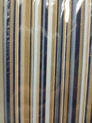 Home Trends 2 Panels Chino Stripe Navy White Tan Cotton 80In W X 84In L Casual - Picture 5 of 5