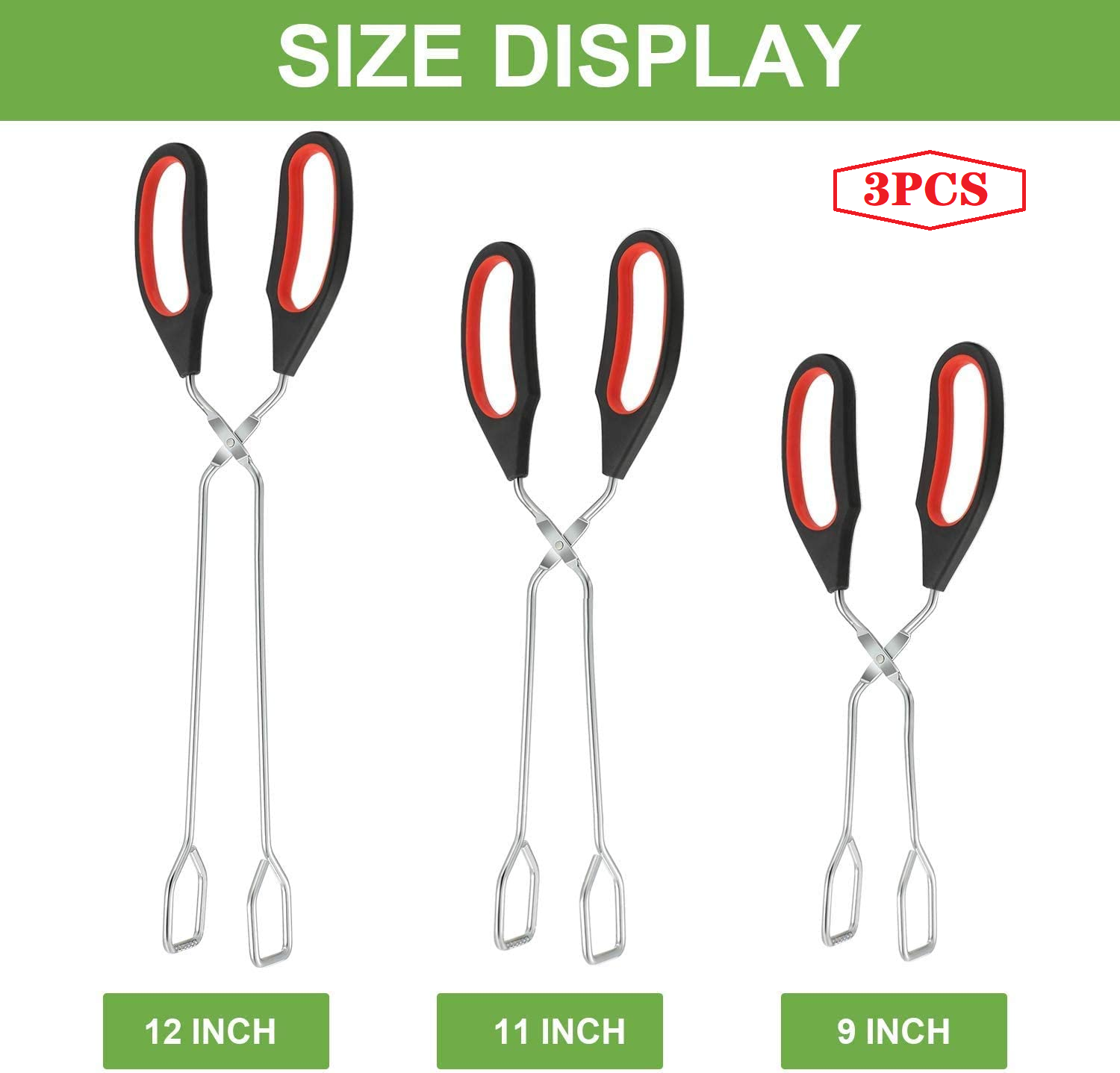 Scissor Tongs Stainless Steel 3 Pack, Kitchen Tongs for Cooking Food Tongs BBQ eBay