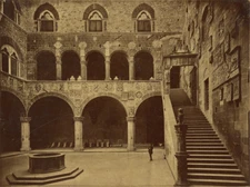 Florence, Palazzo Del Potesta Courtyard Vintage Albumen Print Albumen Print  