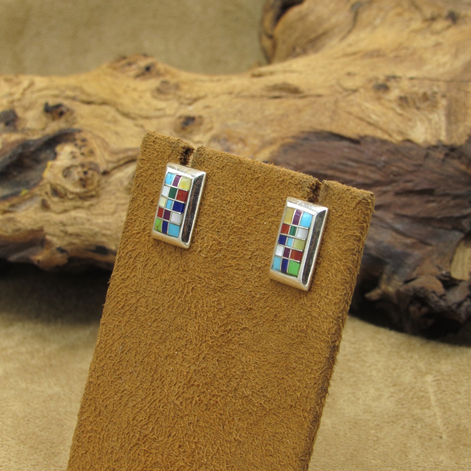 Rectangular Sterling Silver Multi-Stone Inlay Pos… - image 3