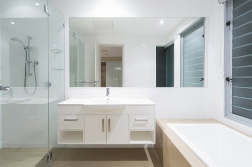 Large Frameless Glass Bathroom Vanity Mirror & Wall Hanging Fixings - Picture 2 of 4