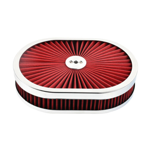 Filtro ovalado lavable rojo 12"x2" filtro limpiador de aire de flujo para entrada de carburador de apertura de 5-1/8" - Imagen 5 de 8