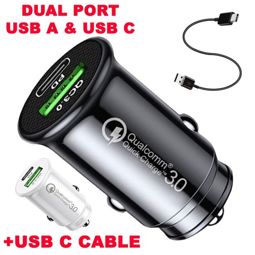 2 Port 20w Car Phone Charger Dual USB A C PD Metal 12V Cigarette iPhone Charging - Picture 9 of 9