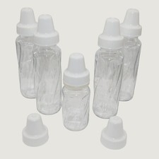 Lot of 5 Evenflo Glass Twist Baby Bottles W/White Caps NO NIPPLES  4-8oz 1-4oz