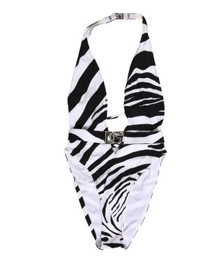 Dolce&Gabbana Women White Black One Piece Bikini Nylon Zebra Print