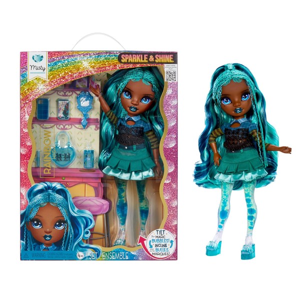 Rainbow High Sparkle & Shine Doll - Misty - 28 Cm Modepuppe Mit TüRkisblauem Haa-image