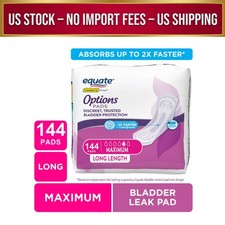 Equate Options Incontinence Pads for Women, Maximum, Long, 144 Count