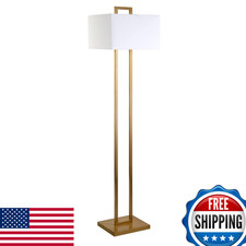 Henn Hart Hennhart 68 Modern 1-Light Floor Lamp White Fabric Rectangle Shade
