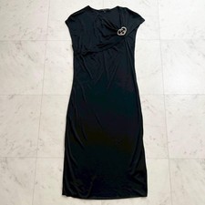 GUCCI Dress S Black Rayon Stretch Jersey Draped Design Elegant Style