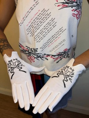 Vintage Chantal Thomass Ribbon Print Gloves