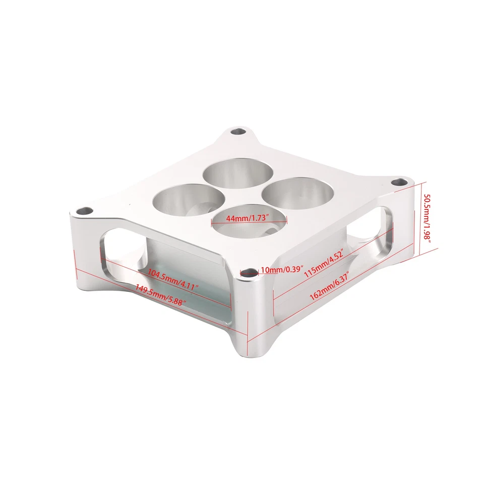 Silver 2-inch Aluminum 4150 CNC Machined Carburetor Spacer Square Bore 4 Port US Foto 2 de 4