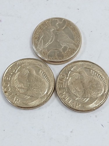 3 Coin Set: Isle of Man 1 Pound & New Zealand 1 Dollar Rare Vintage Collectibles - Picture 2 of 7