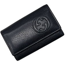 Gucci 6-ring key case black interlocking design 322117 1147 key holder