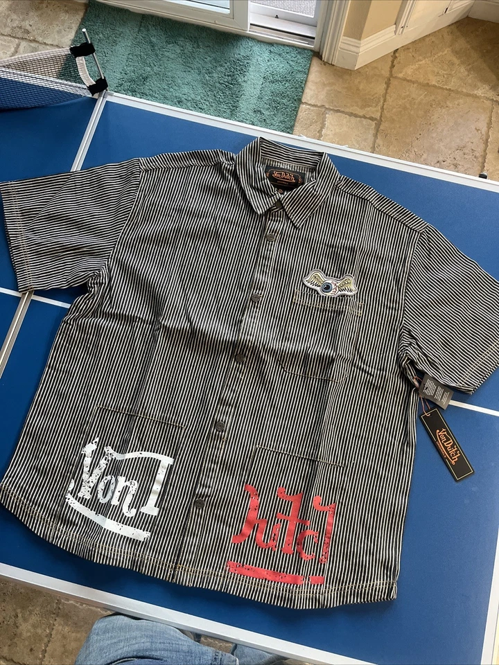Von Dutch NWT Retro Genuine Railroad Striped Denim Mechanic Shirt - Image 3 of 4