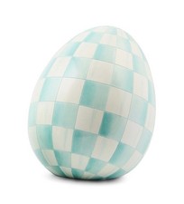 NEW MacKenzie-Childs Aqua Check Small Easter Egg, 10  Tall, 149.95