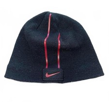 Nike Black Beanie with Red Stripe Detail