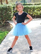 Light Blue Tutu Skirt for Girls 3-Layer Tulle Ballet, Dance, and Dress-Up Cost