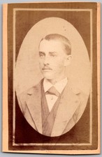 Antique CDV Circa 1870s Unmarked Handsome Man with Mustache In Suit
