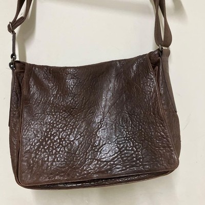 Ermenegildo Zegna Men Sheep Grained Leather Shoulder Bag Brown Made In Turkey Li