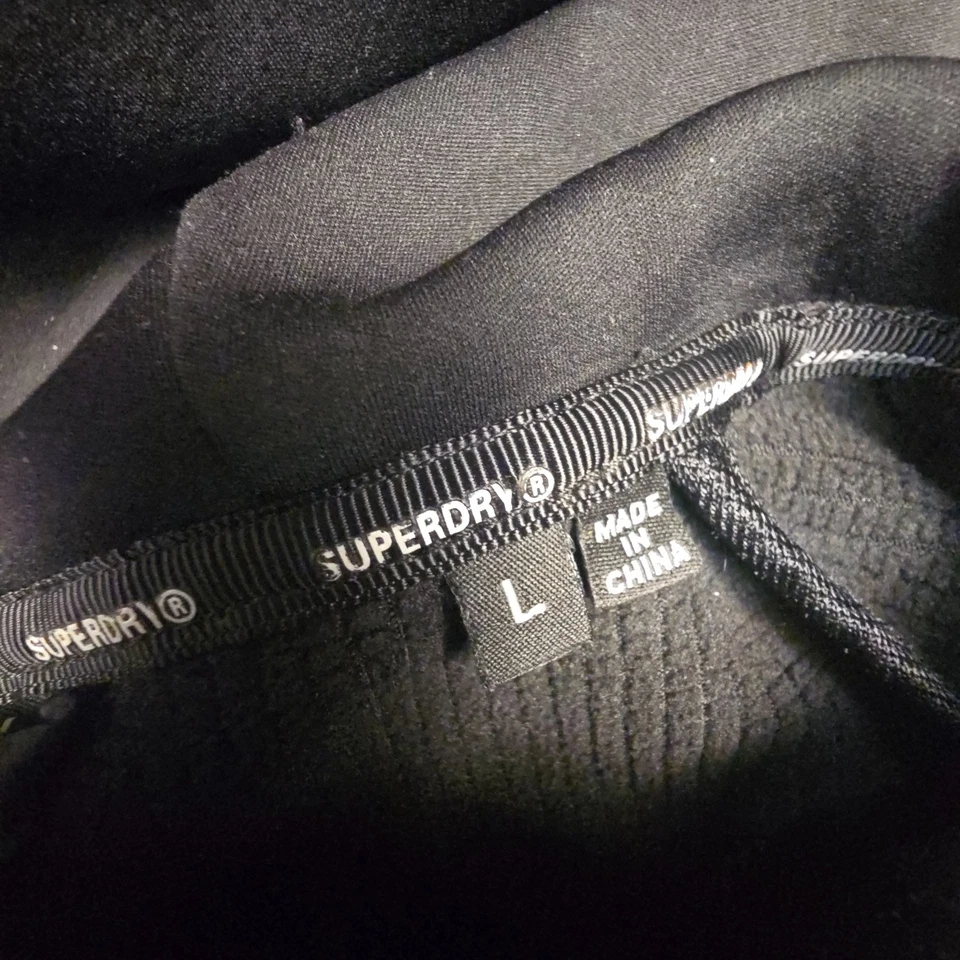 Superdry Jacket mens LARGE black long sleeve winter quilted hooded Size L - image 4 of 4