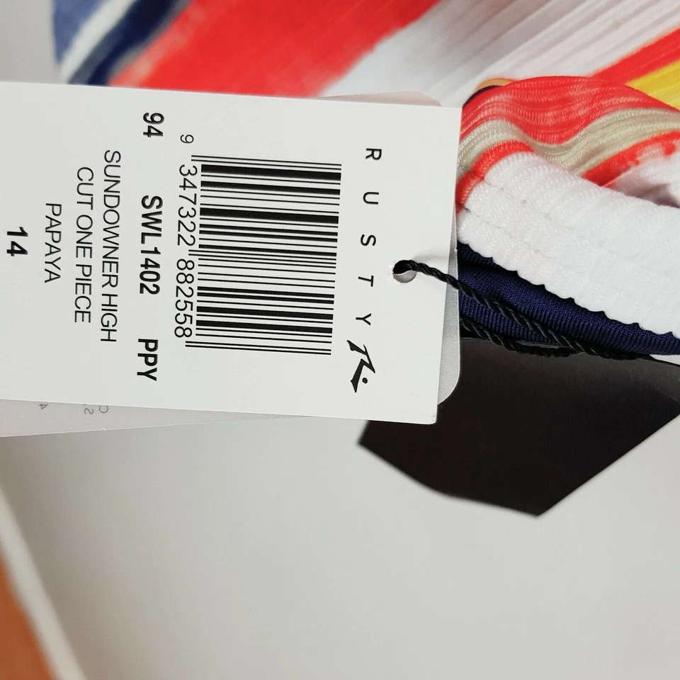 RUSTY | Traje de baño de una pieza de papaya atardecer corte alto para mujer NUEVO [Talla AU 14] Foto 4 de 4