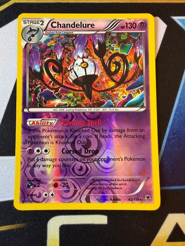 CHANDELURE 43/119 PHANTOM FORCES REVERSE HOLO RARE POKEMON NEAR MINT