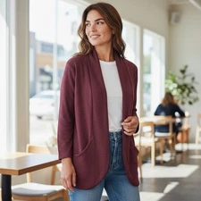 Scandia Woods Womens Medium Red Cardigan With Pockets Holiday Layers Preppy