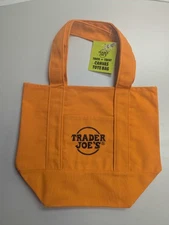 Trader Joe's Mini Halloween Orange and Black Canvas Tote Bag - SHIPS TODAY