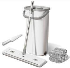 Plastic Mop and Bucket Set: Mop with Wringer for Vinyl Plank Floors Wall Mop Cle