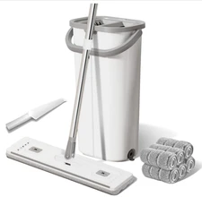 Plastic Mop and Bucket Set: Mop with Wringer for Vinyl Plank Floors Wall Mop Cle