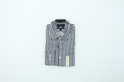 Marks & Spencer Men's Collar Size 16'' Navy Blue White Striped Button Shirt New