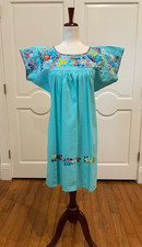 Sandra Mini Dress, Oaxaca Mexican dress. hand Embroidered. Silk Threads,