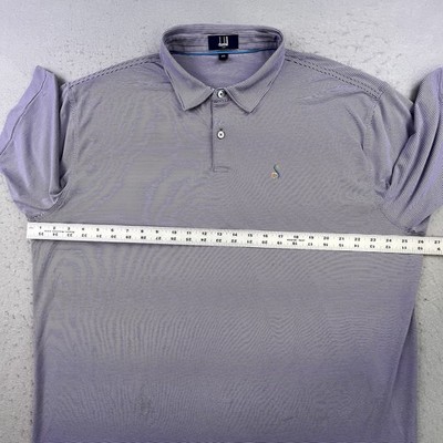 Dunhill Links Golf Polo Shirt Mens 2XL Purple Blue Striped Stretch