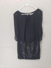 Aidan Mattox Dress Women 4 Black Sequin Mini Party Sheath Evening Cocktail