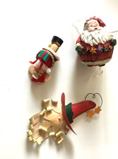 3 Items - Santa Claus Themed Holiday CHRISTMAS ORNAMENTS Excellent Condition