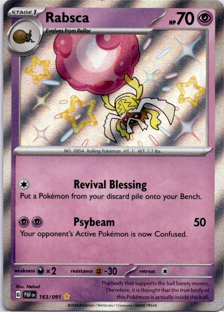 Rabsca Shiny Rare SV: Paldean Fates 163/091 LP-NM