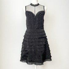NWT Free People LBD Little Black Mini Dress Size 4 Pleats Sheer Whimsigoth