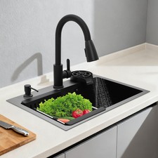Single Bowl Sink Kitchen Sink Stainless Steel Multifunctional Sink with Faucet