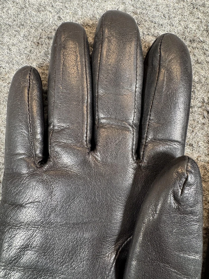 Grandoe Leather Gloves Womens Medium Black Fur Lined Winter Dress Warm Classic - Image 3 of 4