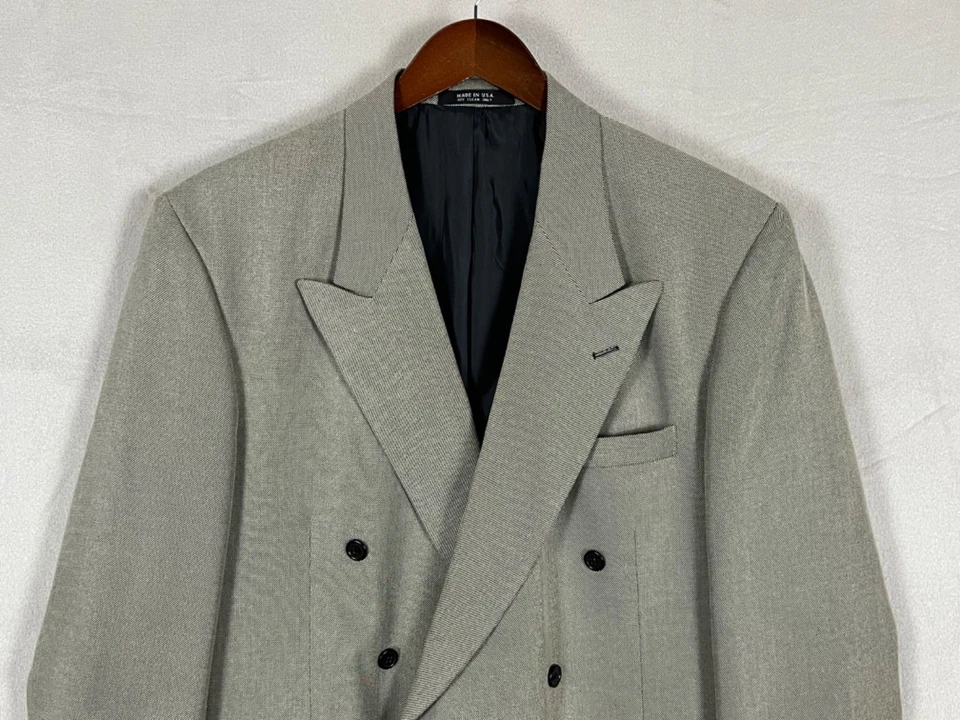 Casaco esportivo Raffinati peito duplo cinza 46L masculino pico lapela 6 botões vintage - Imagem 3 de 4