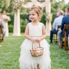 Little girls 3T American Princess fancy dress white tulle beaded Flower Girl