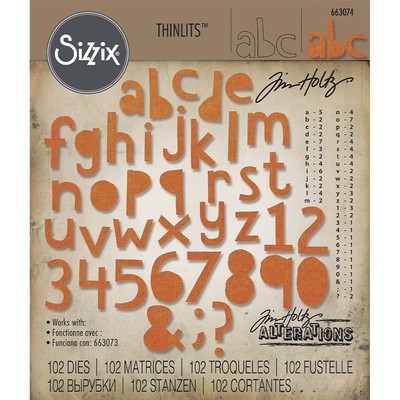Sizzix Thinlits Dies By Tim Holtz 102/Pkg-Alphanumeric, Cutout Lower .75'' Tall