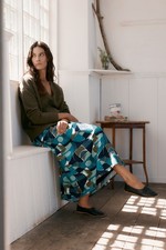 Seasalt Women's Regular Mevagissey Midi Skirt in Organic Cotton Penwith Abstract