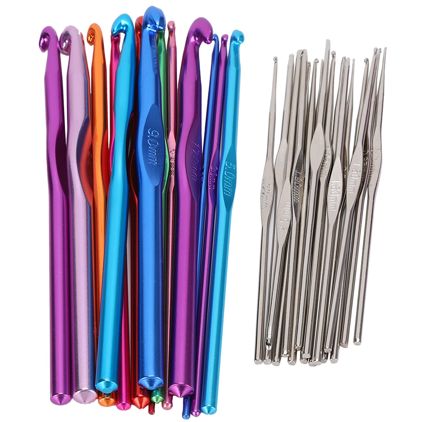30Pcs Aluminum Crochet Hooks Multicolor Knitting Craft Yarn Sewing Needle Fo