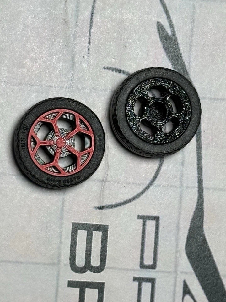 Llantas personalizadas 4 piezas rojas y negras impresas en 3D PLA para LEGO Speed Champions Foto 4 de 4